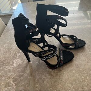 Jessica Simpson Elegant Black Strappy Heels size 7.5